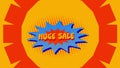 Huge SaleÃÂ graphicÃÂ in red and blue explosion on yellow background